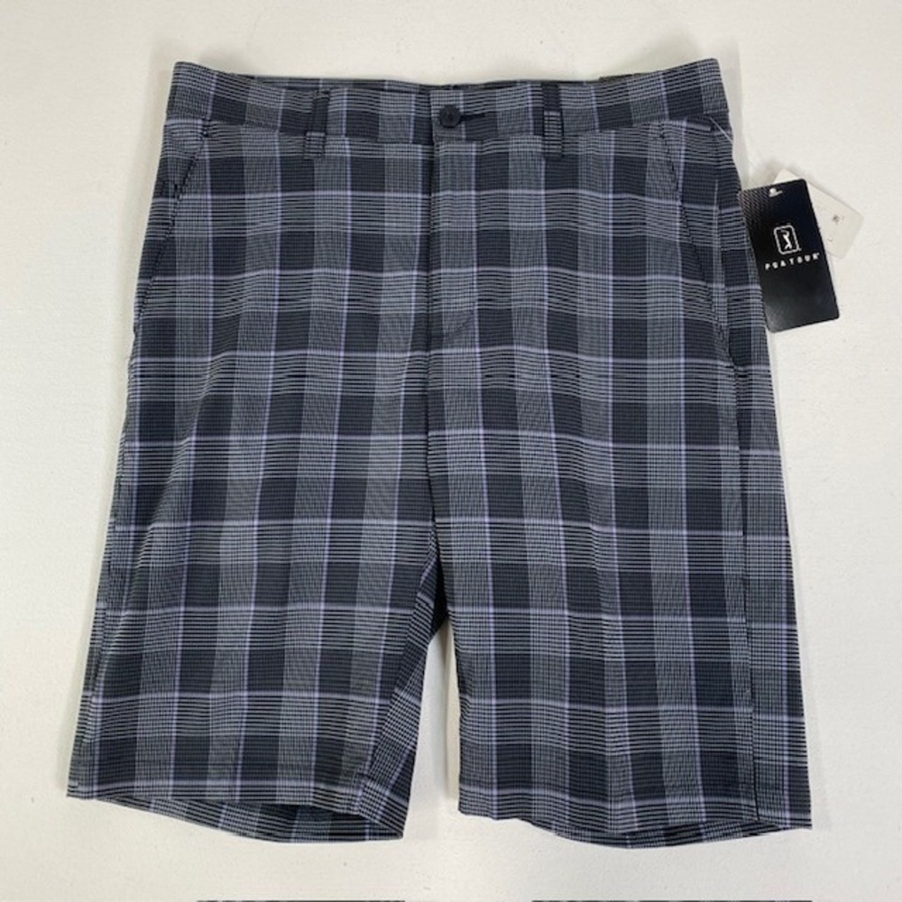 PGA Tour Golf Shorts Stretch Active Waistband Plaid Moisture Wicking Size 30